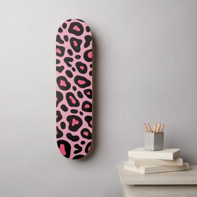 Skate Padrão de impressão rosa e preto-e-branco (Arte de parede)
