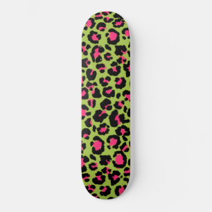 Skate Padrão de Leopardo em Framboesa sobre Verde Limão