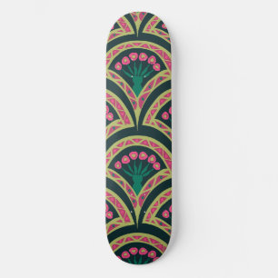Skate Padrão de leque floral rosa e verde