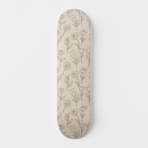 Skate Padrão de Linha Floral Minimalista Elegante