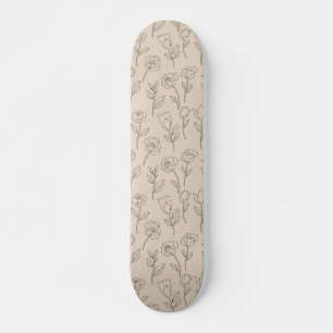 Skate Padrão de Linha Floral Minimalista Elegante