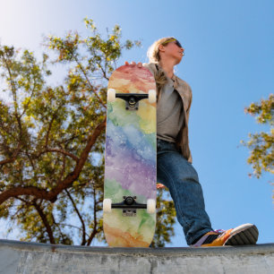 Skate Padrão de Listras de Aquarela Arco-Íris