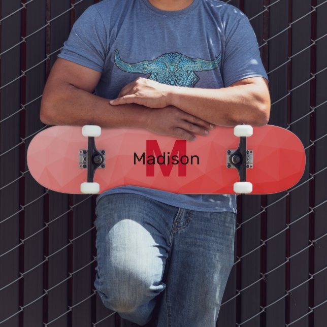 Skate Padrão de malha geométrica com gradiente Vermelho  (Ao ar livre 3)