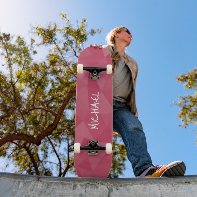 Skate Padrão de malha geométrica de luz rosa personaliza (Ao ar livre 1)