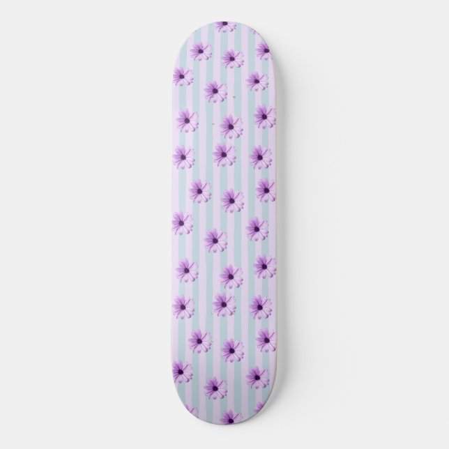 Skate Padrão de Margarida Azul e Roxo (Frente)