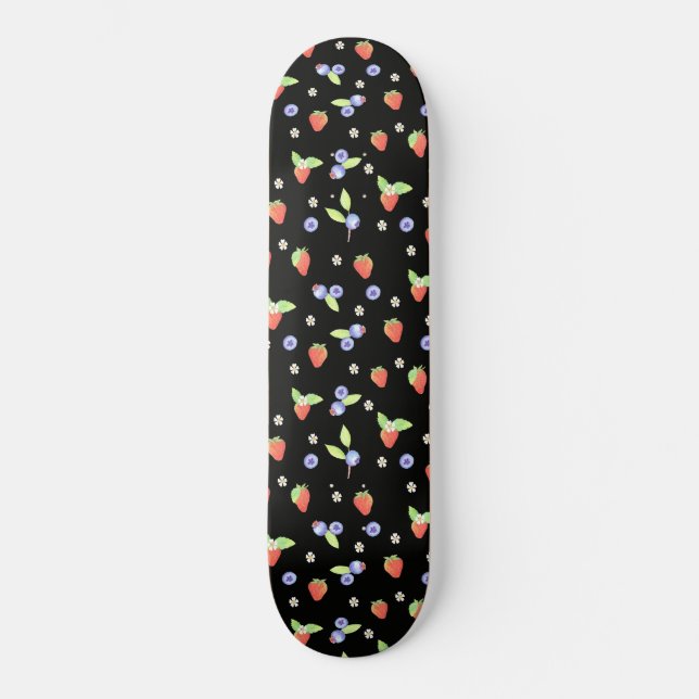 Skate Padrão de mirtilo morango aquarela fofa (Frente)