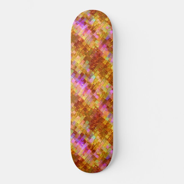 Skate Padrão de Mosaico Dourado Iridescente (Frente)