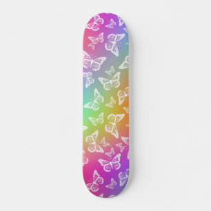 Skate Padrão de Motif do Rainbow e da Borboleta Branca
