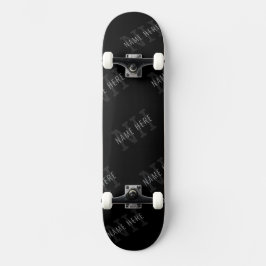 Skate Padrão de Nome Monograma Cinza Muito Escuro e Pret