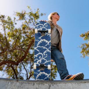 Skate Padrão de Onda Oceânica Sem Costura Inspirado no J