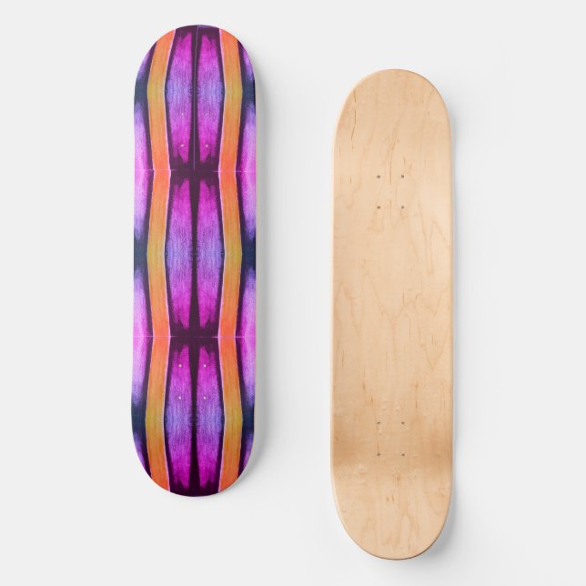 Skate Padrão de onda rosa e laranja (Frente)