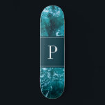 Skate Padrão de Ondas Marítimas de Turquesa Monograma Pe<br><div class="desc">O padrão do mar e das ondas turquesa. Um presente perfeito "Só por causa"</div>
