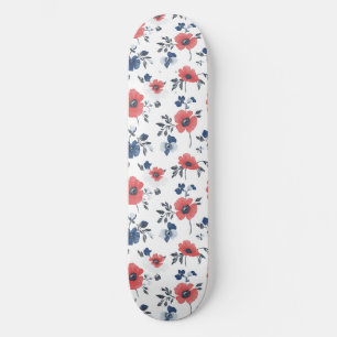 Skate Padrão de papilas de aquarela - Vermelho, Azul e B