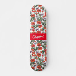 Skate Padrão de Papoulas Vermelhas Personalizado