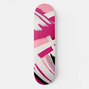 Skate Padrão de pinceladas rosa e branco elegante