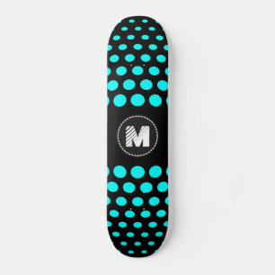 Skate Padrão de Pontos Ciano Monograma