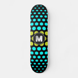 Skate Padrão de Pontos de Bolha Monograma Verde Ácido & 