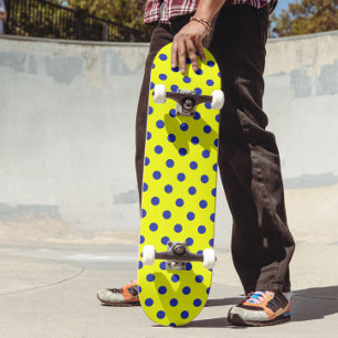 Skate Padrão de Pontos Polka Amarelo Azul Design 