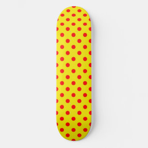 Skate Padrão de Pontos Polka Amarelos e Vermelhos 