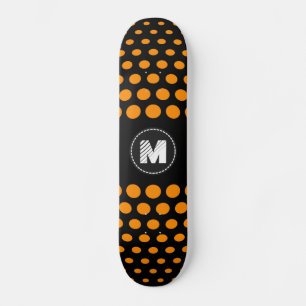 Skate Padrão de Pontos Pretos Laranja Escuro Monograma