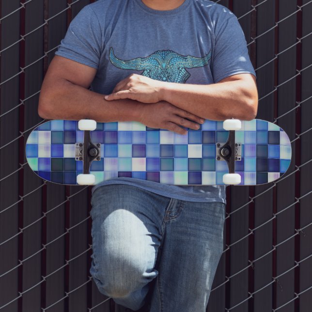 Skate Padrão de Quadrado Azul de Pixels de Jogo de Vídeo (Ao ar livre 3)