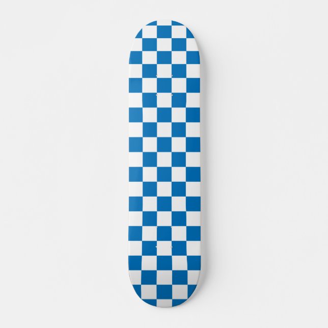 Skate Padrão de quadro de verificação azul e branco (Frente)