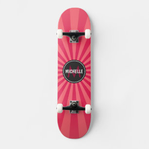 Skate Padrão de Raios de Sol Funky Rosa Monograma