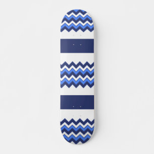 Skate Padrão de risca branca Zigzag Marinho azul