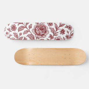 Skate Padrão de Rosa da Vintage Vermelha Escura