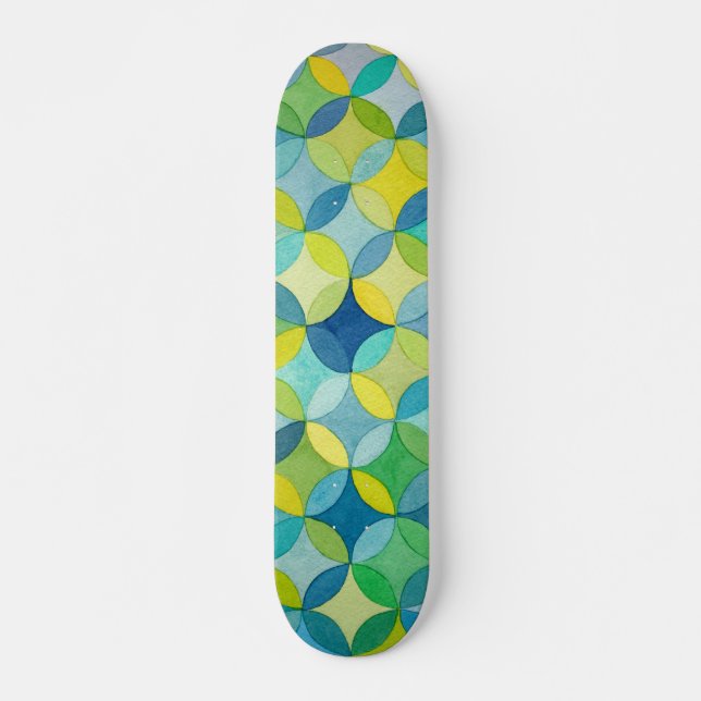 Skate Padrão de Sobreposição de Círculo de Aquarela Pers (Frente)