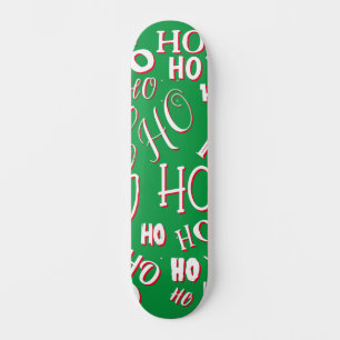 Skate Padrão de texto de Natal HO HO HO branco verde ver