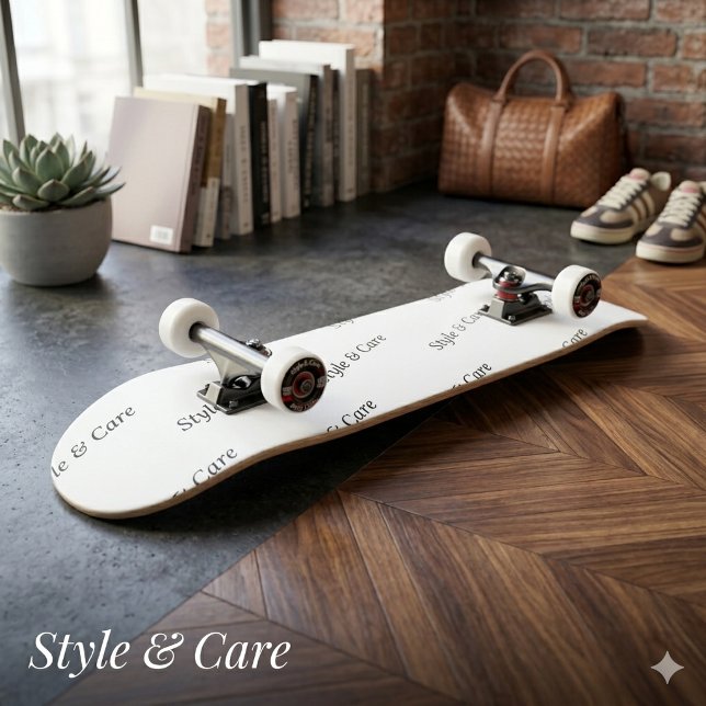 Skate Padrão de texto de nome de marca personalizado que (Eye Catching Custom Brand Name Text Pattern Black Skateboard)