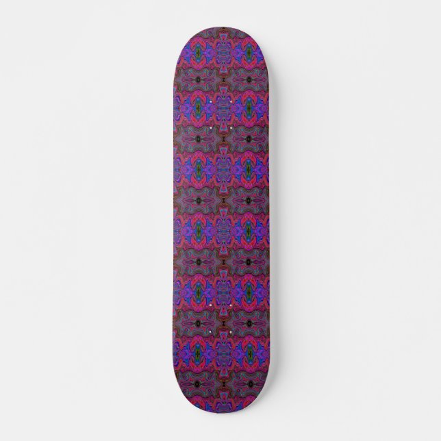 Skate Padrão de Triquete Vermelho Azul e Arco-Íris (Frente)