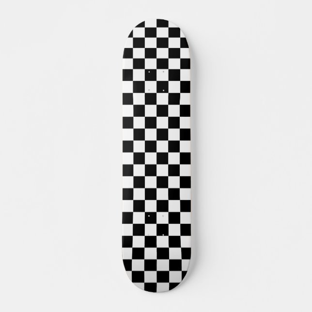 Skate Padrão de Verificação Branco Preto (Frente)