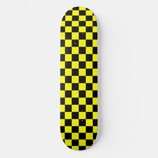 Skate Padrão de Verificação Preto Amarelo (Frente)