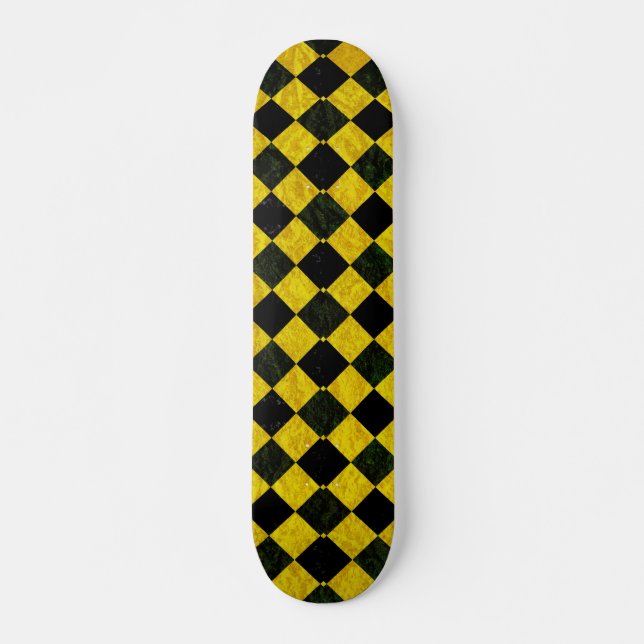 Skate Padrão de verificação preto e amarelo (Frente)