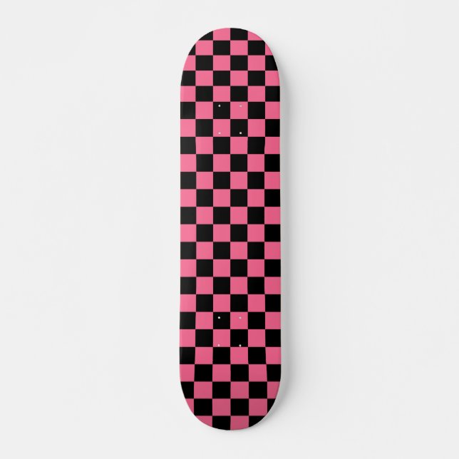 Skate Padrão de Verificação Preto-Rosa (Frente)