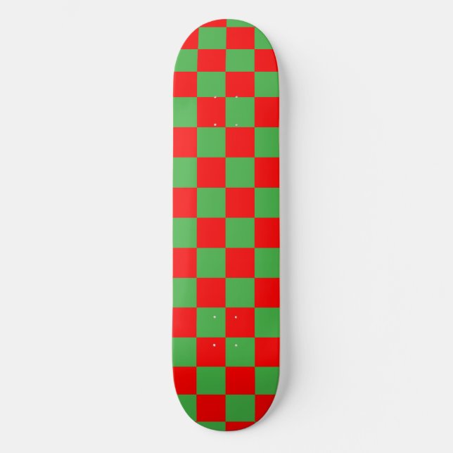 Skate Padrão de Verificação Verde Vermelho (Frente)