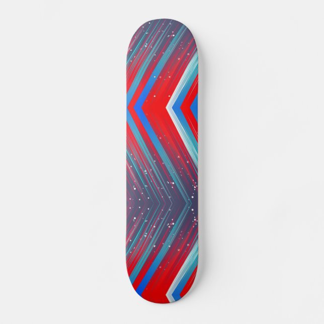 Skate Padrão de Zag azul e branco vermelho (Frente)