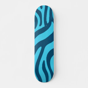 Skate Padrão de Zebra Azul Escuro em Design Azul Claro