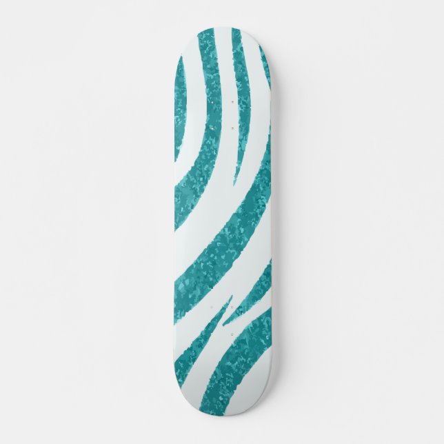 Skate Padrão de Zebra com Brilho Turquesa em Design Mode (Frente)