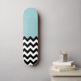 Skate Padrão de ziguezague preto e branco, Chevron, azul