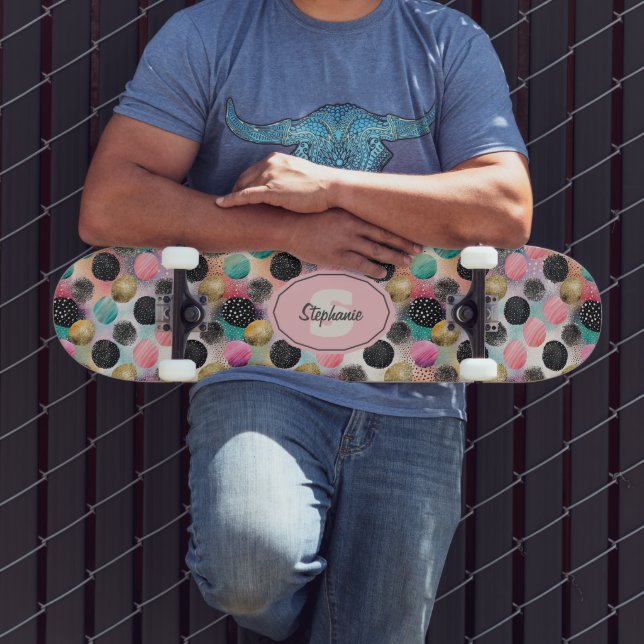 Skate Padrão do círculo abstrato - com brilho e manchas (Ao ar livre 3)