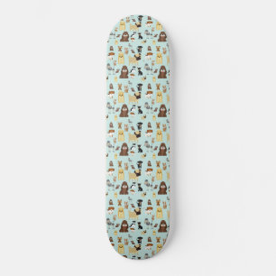 Skate padrão dos cães de fundo azul claro.