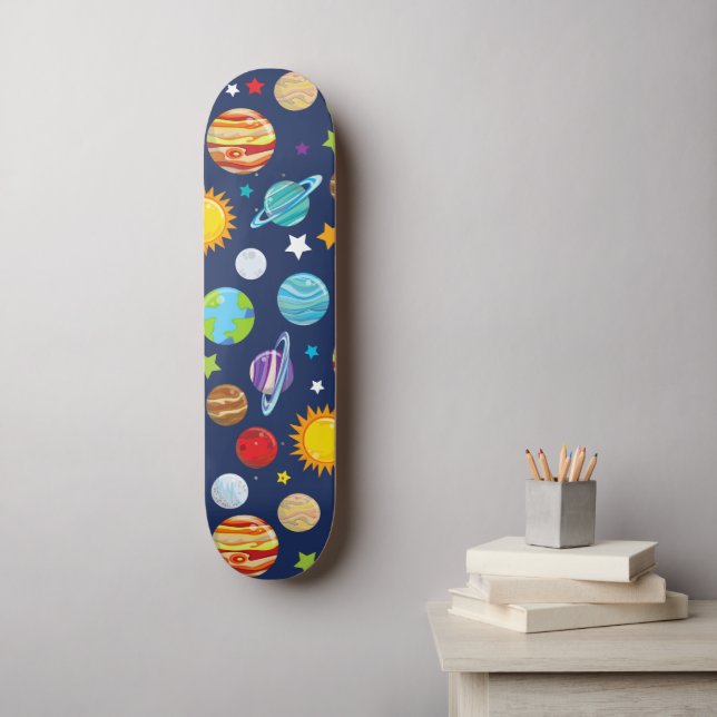 Skate Padrão Espacial, Planetas, Estrelas, Cosmos, Galáx (Arte de parede)