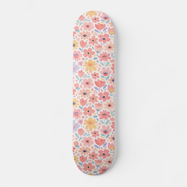 Skate Padrão Floral Abstrato Moderno (Frente)