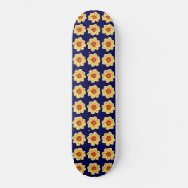 Skate Padrão Floral Amarelo Dahlia no Azul