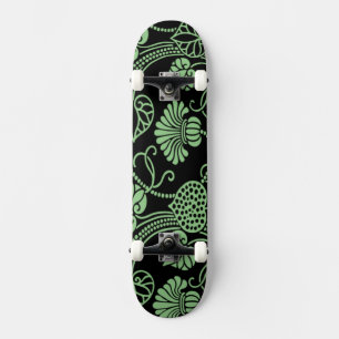 Skate Padrão Floral Anterior Preto e Verde