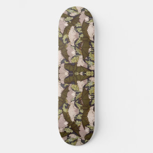 Skate Padrão Floral Art Nouveau Vintage de Morcego e Pap