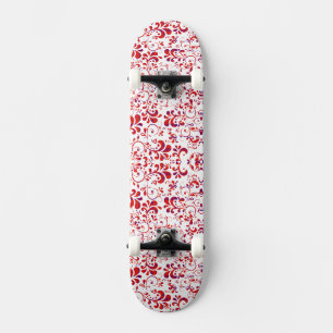Skate Padrão floral branco-vermelho-branco-branco